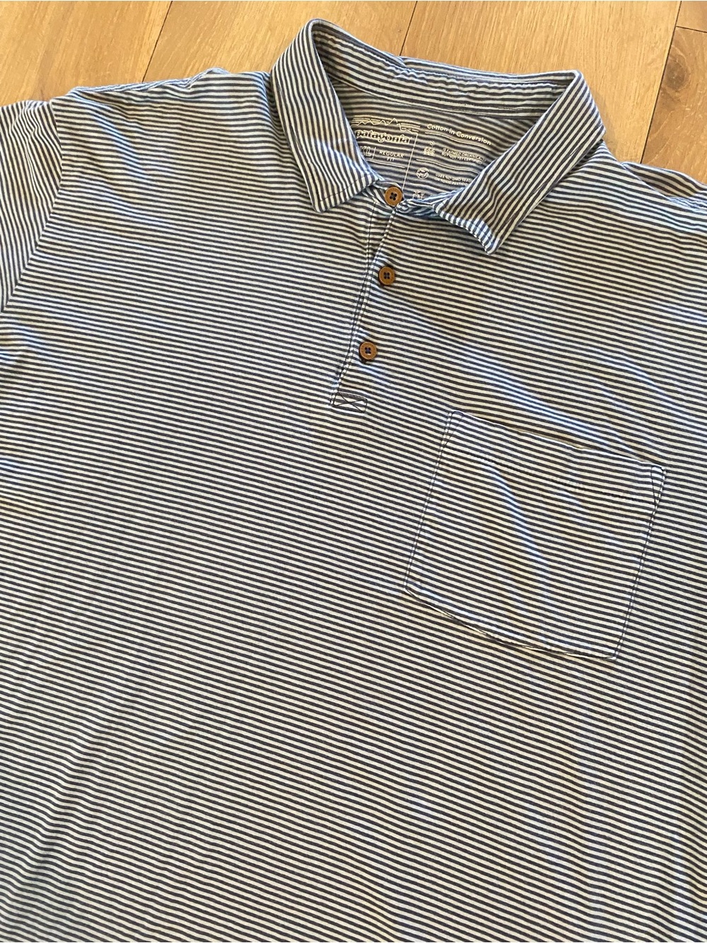 Patagonia Men’s XXL Daily Polo Shirt Cotton in Conversion Striped Short Sleeve